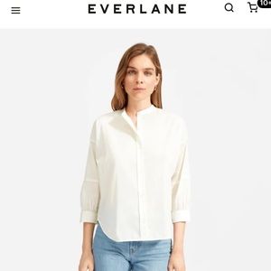 Everlane The Collarless Air Shirt Ivory White Size 8